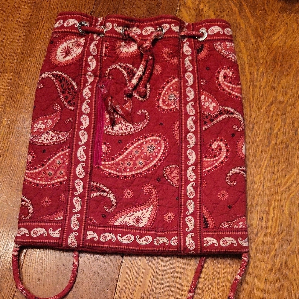 Vera Bradley Red Mesa Bandana Print Drawstring Backpack